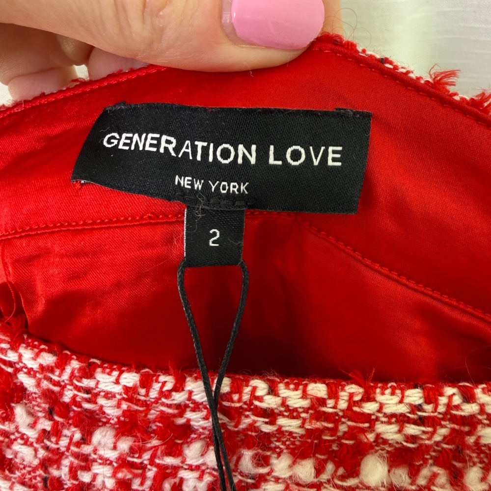 Generation Love Stormi Plaid Tweed Mini Skirt Red | NWT Size 2 - Picture 12 of 14